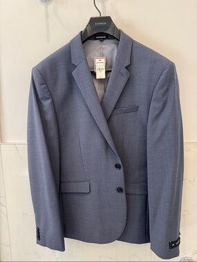 Express Men’s 44S Slate Blue Two-Button Notch Lapel Blazer